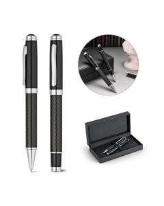 CHESS - Schreibset mit Tintenroller und Kugelschreiber aus Metall und Carbonfaser