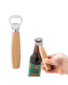 HOLZ - Flaschenöffner aus Metall, mit Holzgriff