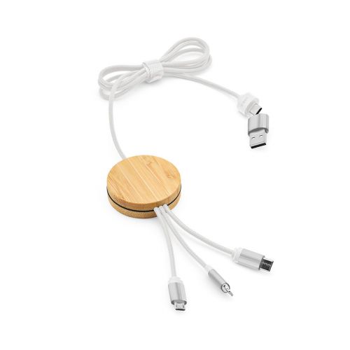 FEYNMAN CABLE - Feynman 5-in-1 Kabel aus Bambus und rPET. Mit hinterleuchtetem Logo