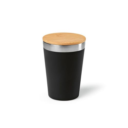 DON TRAVEL CUP - Don Reisebecher recy.Edelstahl mit Bambusdeckel, 400 ml. Doppelwandig