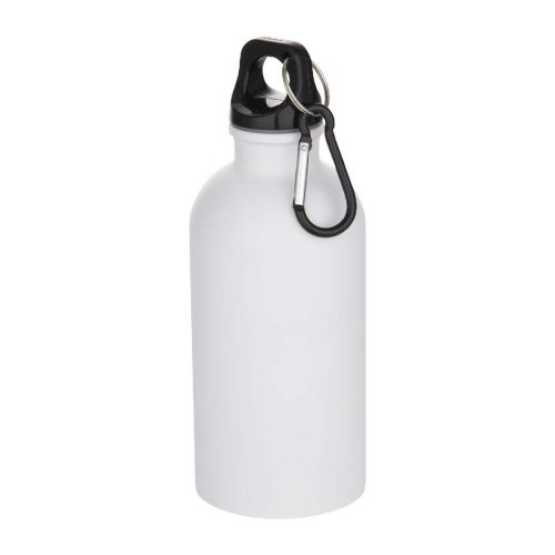 BOUNCE - Oregon 400 ml matte RCS-zertifizierte einwandige Trinkflasche aus recyceltem Edelstahl mit Karabinerhaken