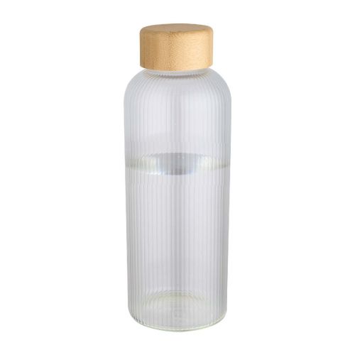 MIRAGE - 650 ml einwandige Trinkflasche aus Borosilikatglas mit Bambusdeckel
