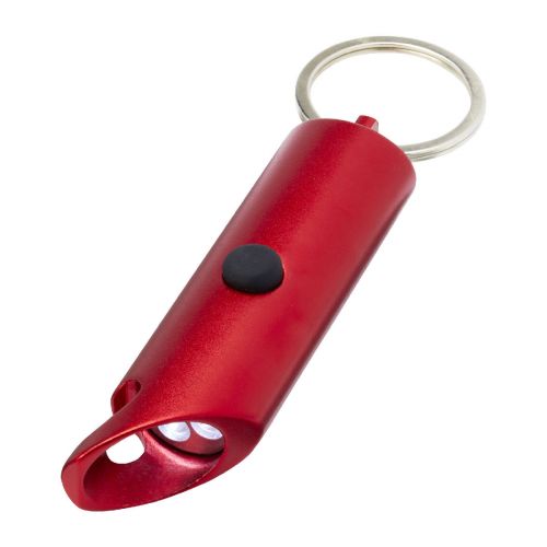 FLARE -  IPX-LED-Lampe und Flaschenöffner aus recyceltem Aluminium mit Schlüsselanhänger