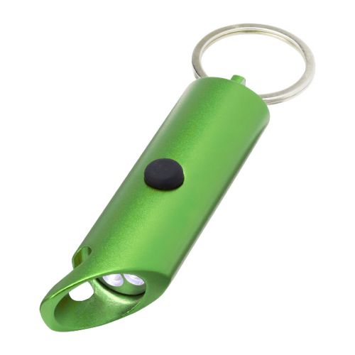 FLARE -  IPX-LED-Lampe und Flaschenöffner aus recyceltem Aluminium mit Schlüsselanhänger