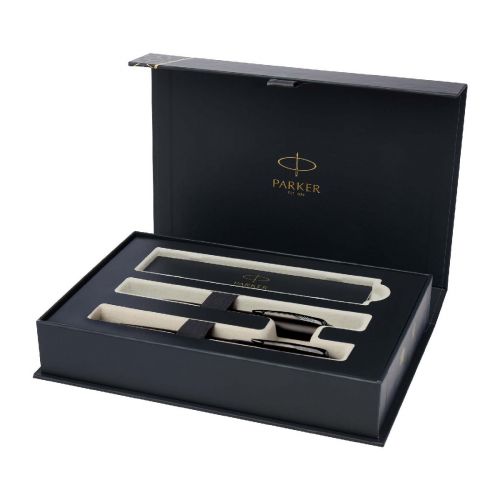 PARKER - IM achromatisches Kugelschreiber und Tintenroller Set mit Präsentbox (schwarze/blaue Mine)