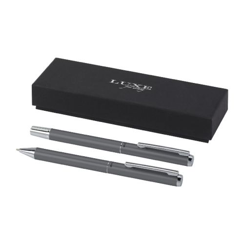 LUCETTO -  Set mit Kugelschreiber und Tintenroller aus recyceltem Aluminium (schwarze Mine)