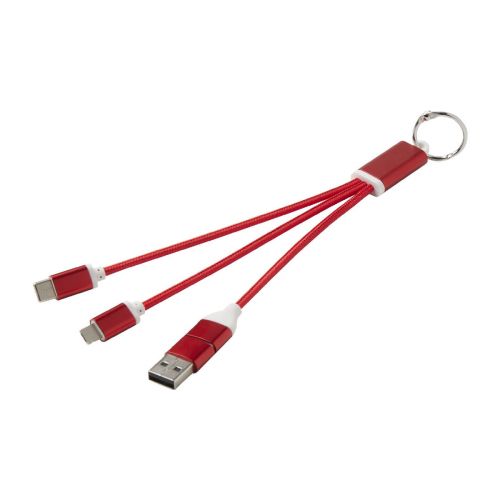 METAL -  4-in-1 Ladekabel aus recyceltem Aluminium mit Schlüsselanhänger