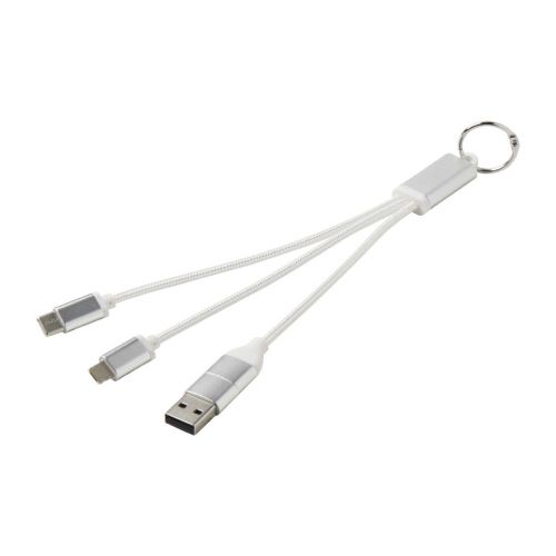 METAL -  4-in-1 Ladekabel aus recyceltem Aluminium mit Schlüsselanhänger