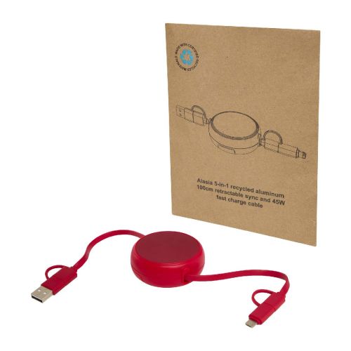 - Alasia 100 cm 5-in-1 Kabel aus recyceltem Kunststoff und Aluminium, einziehbar, für Datenübertragung und mit 45W Schnellladun