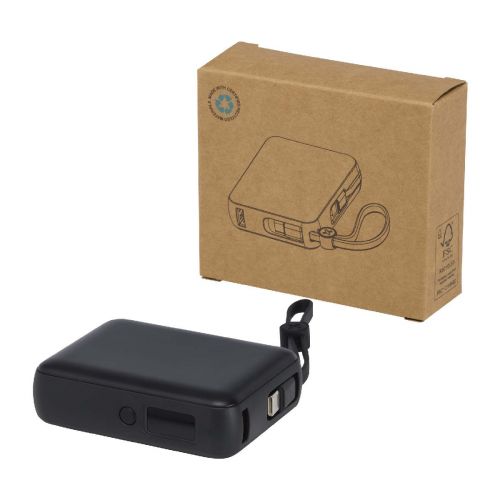 ACRUX -  35 W 10.000 mAh Tablet Powerbank mit integriertem Typ-C-Kabel aus recyceltem Kunststoff