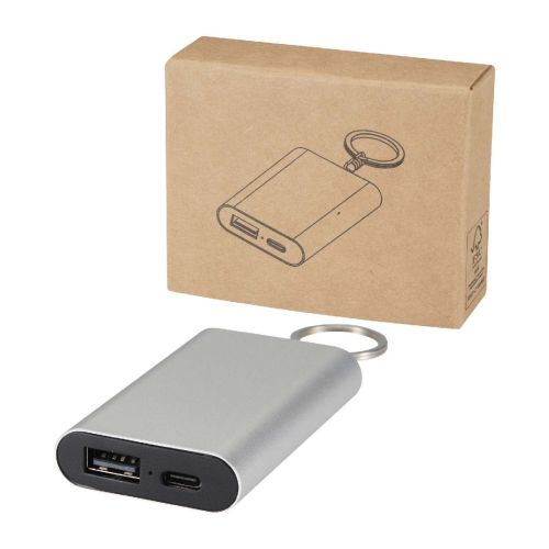 ARCTURUS - 2000 mAh Powerbank aus recyceltem Aluminium mit Schlüsselanhänger