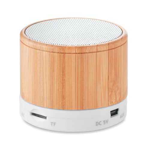 ROUND BAMBOO - Runder wireless lautsprecher