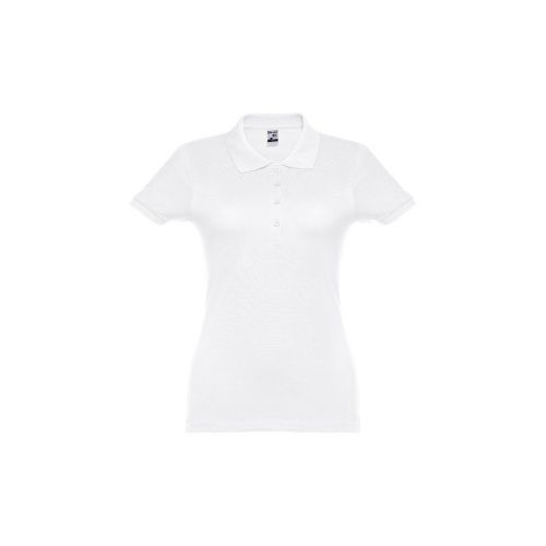 THC EVE WH - Kurzarm-Poloshirt mit Gürtel für Damen aus kardierter Baumwolle
