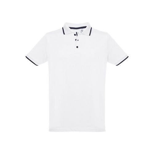 THC ROME WH - Zweifarbiges Baumwoll-Poloshirt für Männer. Weiße Farbe
