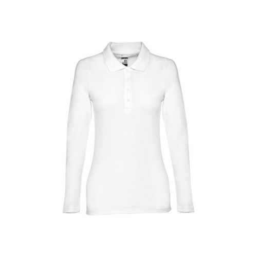 THC BERN WOMEN WH - Langärmeliges Poloshirt für Damen aus kardierter Baumwolle