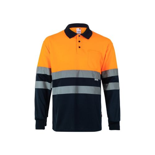 VL VULCAN LARGE - Zweifarbiges Poloshirt im Bird-Eye-Design (160g/m²) mit langen Ärmeln, aus Polyester (100%)