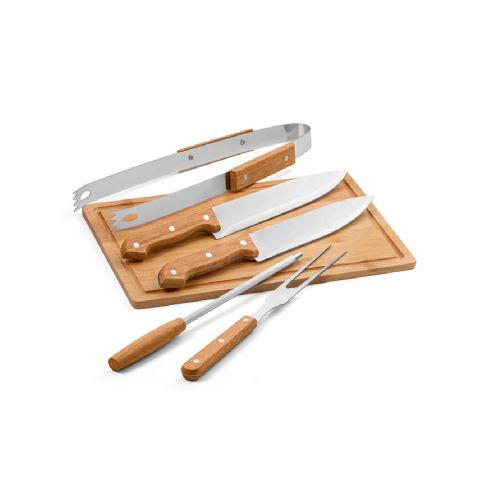 FLARE - Grill-Set aus Holz und Edelstahl, 5-teilig