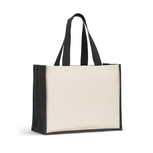 HELSINQUE COLOUR - Tasche aus Canvas (320 g/m²), mit Boden und Seiten aus farbig laminierter Jute (350 g/m²)