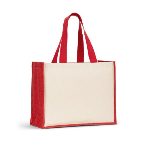 HELSINQUE COLOUR - Tasche aus Canvas (320 g/m²), mit Boden und Seiten aus farbig laminierter Jute (350 g/m²)