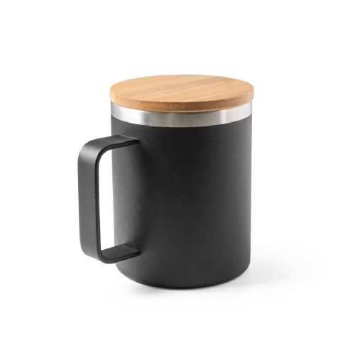 LAUDA - Becher aus 90% recyceltem Edelstahl mit Bambusdeckel 420 mL