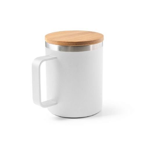LAUDA - Becher aus 90% recyceltem Edelstahl mit Bambusdeckel 420 mL