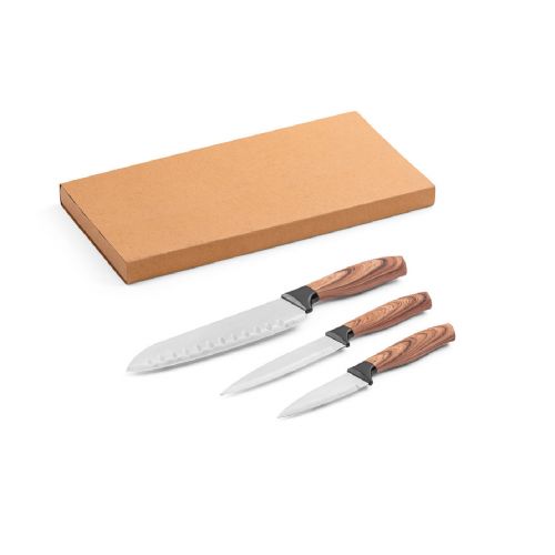 BAHARAT - Set aus 3 Küchenmessern mit Edelstahlklinge und ergonomischem Griff