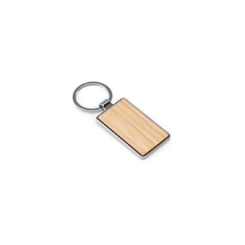 GASTON RECTANGULAR - Schlüsselanhänger aus Eisen in rechteckiger Form aus Zink und Bambus
