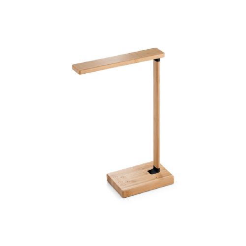 MOREY - Klappbare Schreibtischlampe mit superschnellem kabellosem 15W-Ladegerät aus Bambus