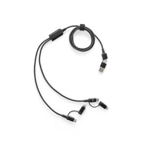 BERTOZZI - Superschnelles 6-in-1-USB-Kabel aus recyceltem Aluminium (20 %) und recyceltem PET (4 %)