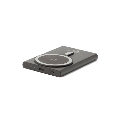 WRIGHT 5 - Magnetische Powerbank mit Schnellladefunktion aus recyceltem Aluminium und recyceltem ABS, 5'000 mAh