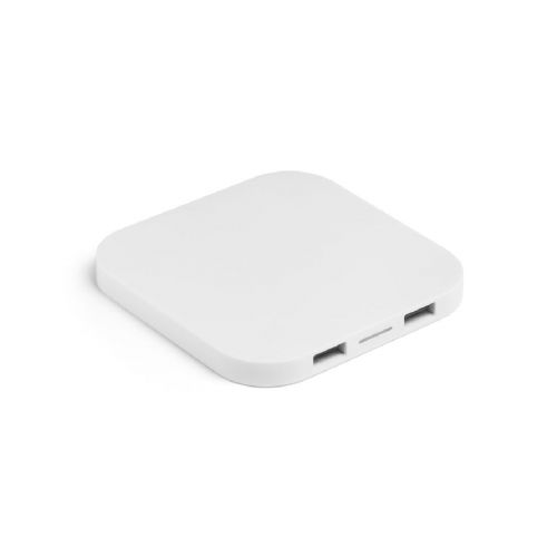 CAROLINE - Superschnelles 15W wireless Ladegerät mit HUB 2 USB-A Anschlüssen aus Recyceltes ABS (60% rABS)