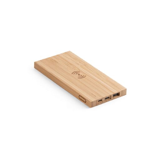 FITCH - Powerbank 5'000 mAh mit 5W wireless Ladegerät aus Bambus