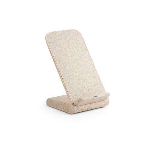 ENGLERT - Smartphone-Halter mit schnellem 10W wireless Ladegerät aus Recyceltes ABS (70% rABS) und Weizenstroh