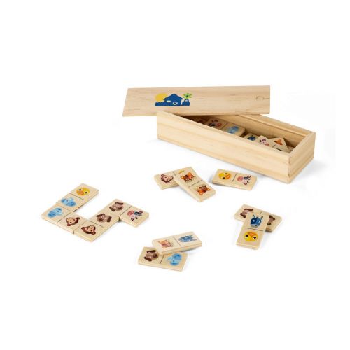DOMIN - Domino-Spiel aus Holz mit 28 Tierfiguren
