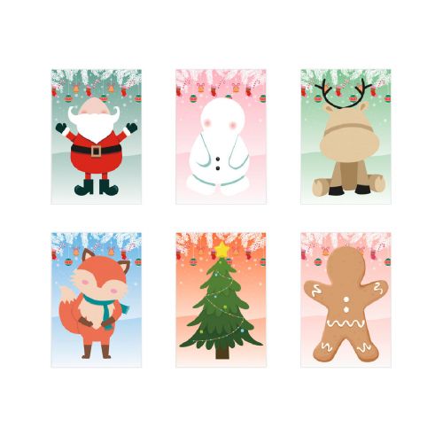 GLIMN - Set aus sechs Bögen mit Weihnachtsfiguren und 3 Bögen mit Aufklebern