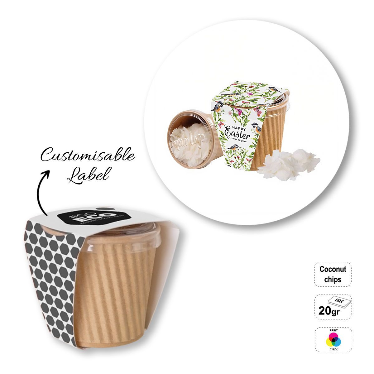CRISPY CUP - Schachtel mit Fruchtchips, 63x63x63 mm | GL810808C