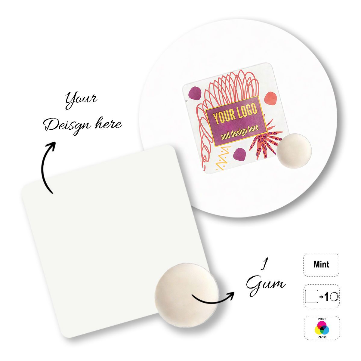 MINT PILLOW - Kaugummi, 58x58 mm | GL810902B