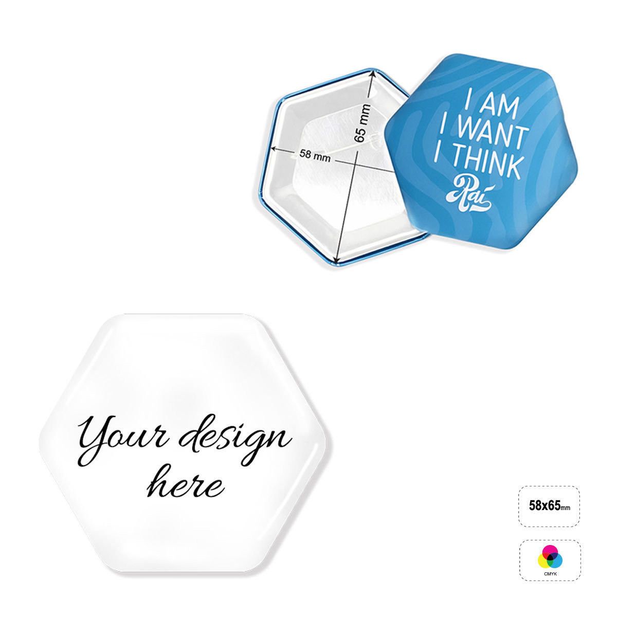 PIN HEXAGON 65 - sechseckige Pins, 65x58mm | GL050105A