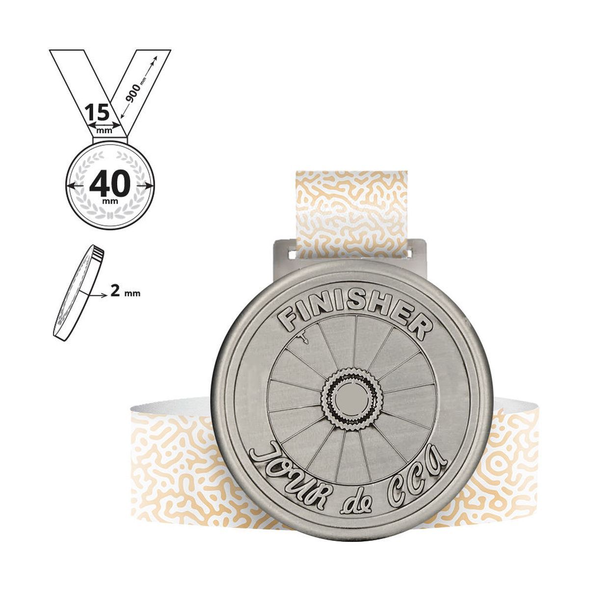 TERGAT - Medaille aus Zinklegierung 2 mm, 40x40 mm | GL701020A