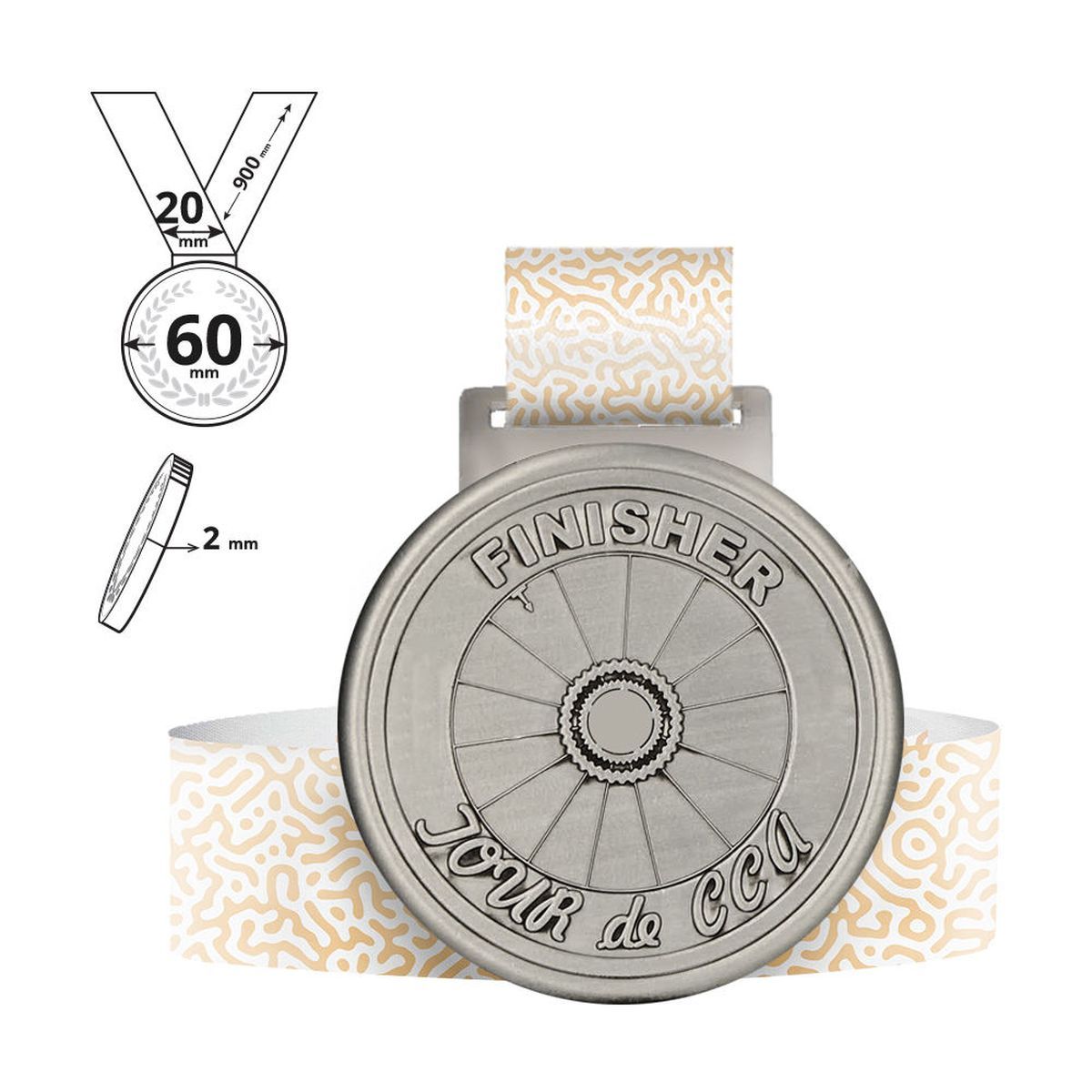 TERGAT - Medaille aus Zinklegierung 2 mm , 60x60 mm | GL701020C