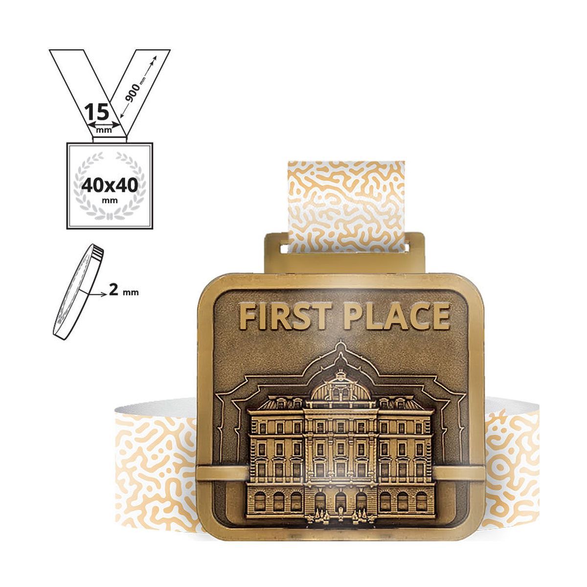 LAGAT - Medaille aus Zinklegierung 2mm , 40x40 mm | GL702020A