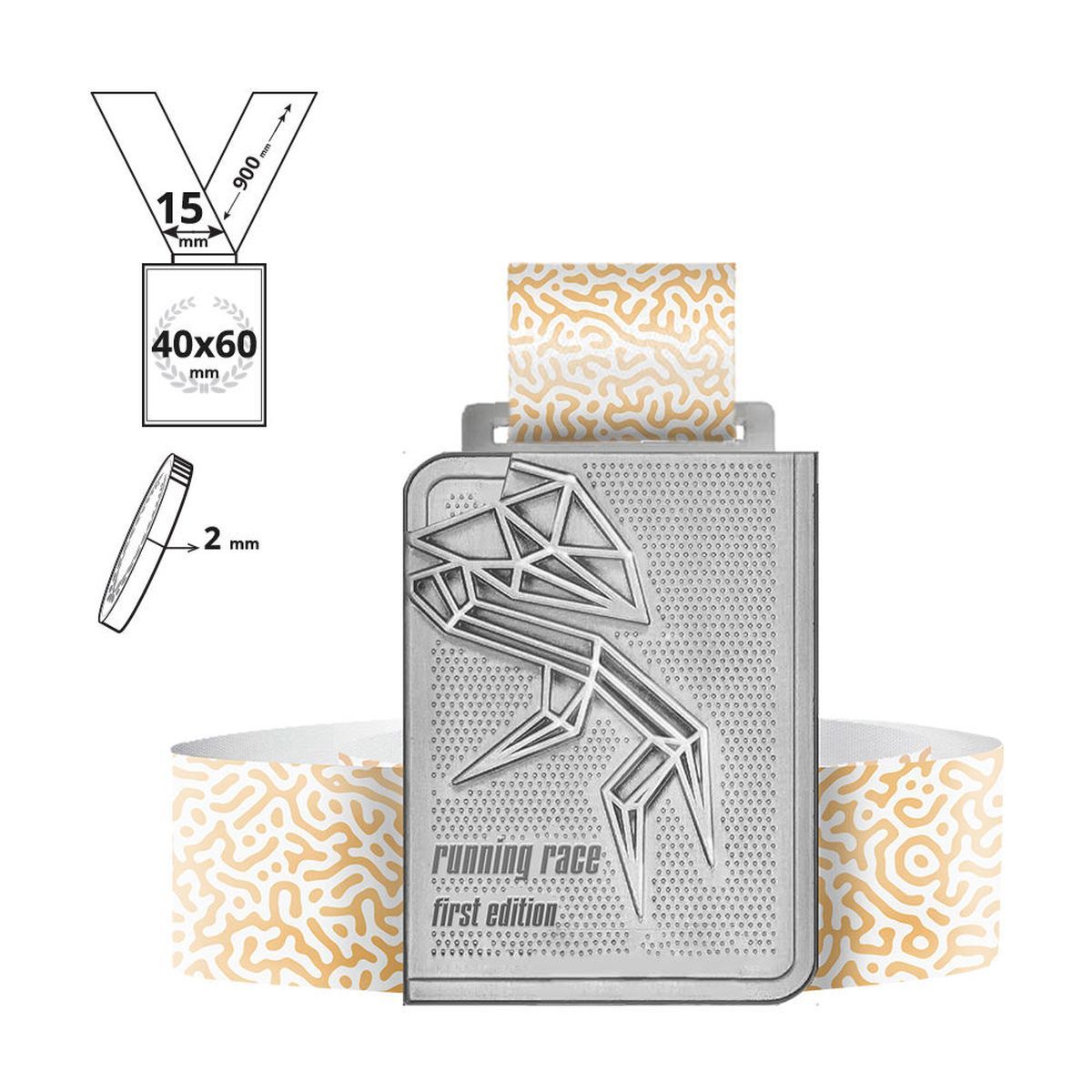 KIMUTAI - Medaille aus Zinklegierung 2mm , 40x60 mm | GL703020A