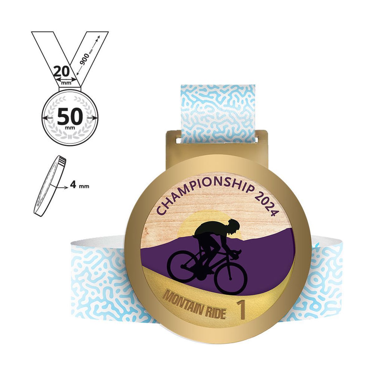 NIKKO - Medaille aus Stahl und Sperrholz 4mm , 50x50 mm | GL711540B