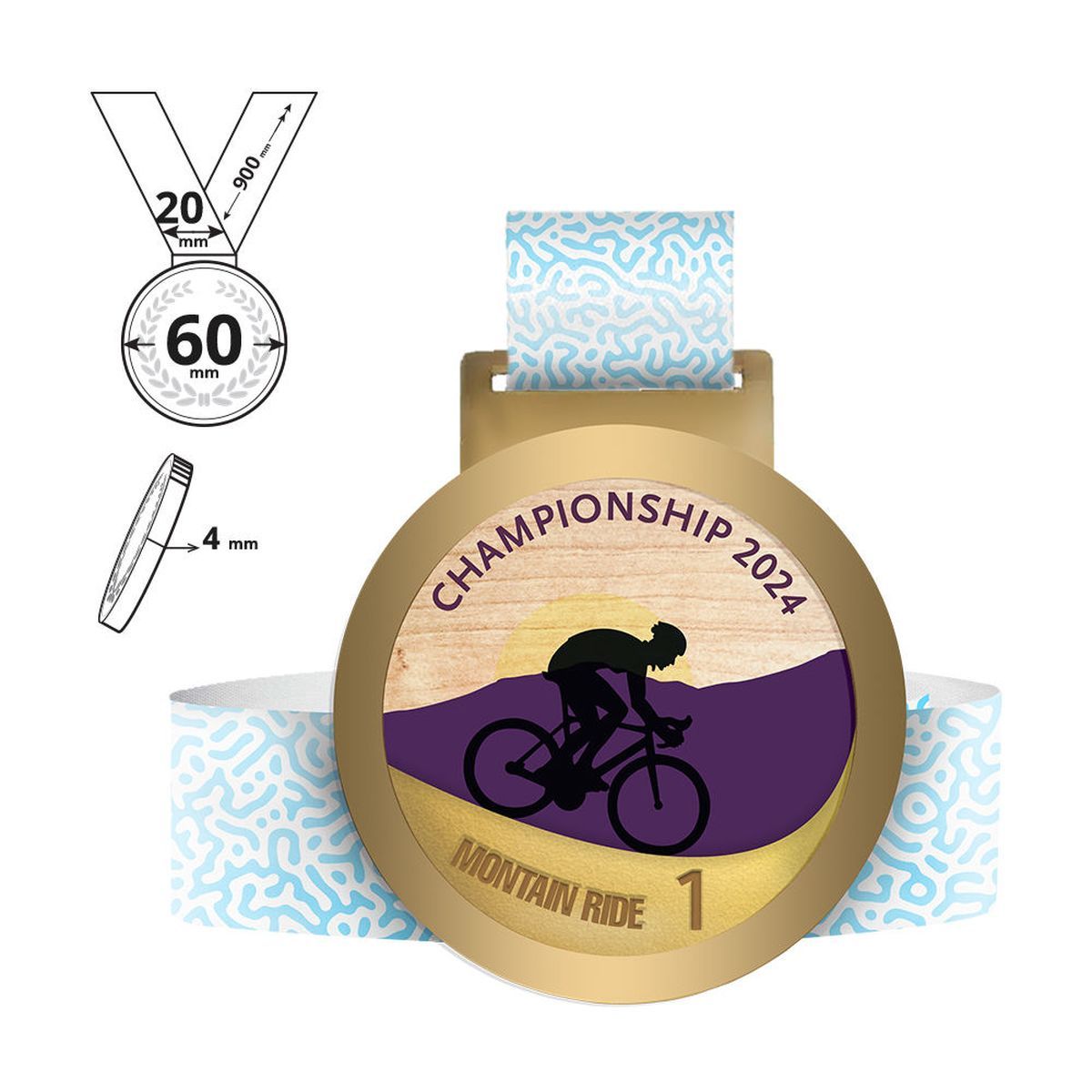 NIKKO - Medaille aus Stahl und Sperrholz 4mm , 60x60 mm | GL711540C