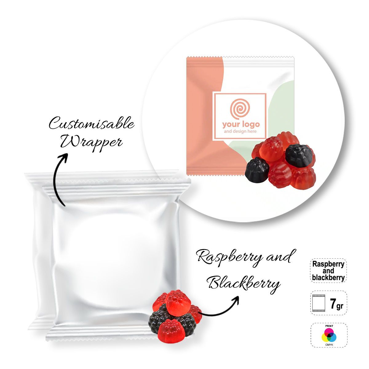 SWEET BAG MICRO - Gummibonbons, 70x70 mm | GL810305A