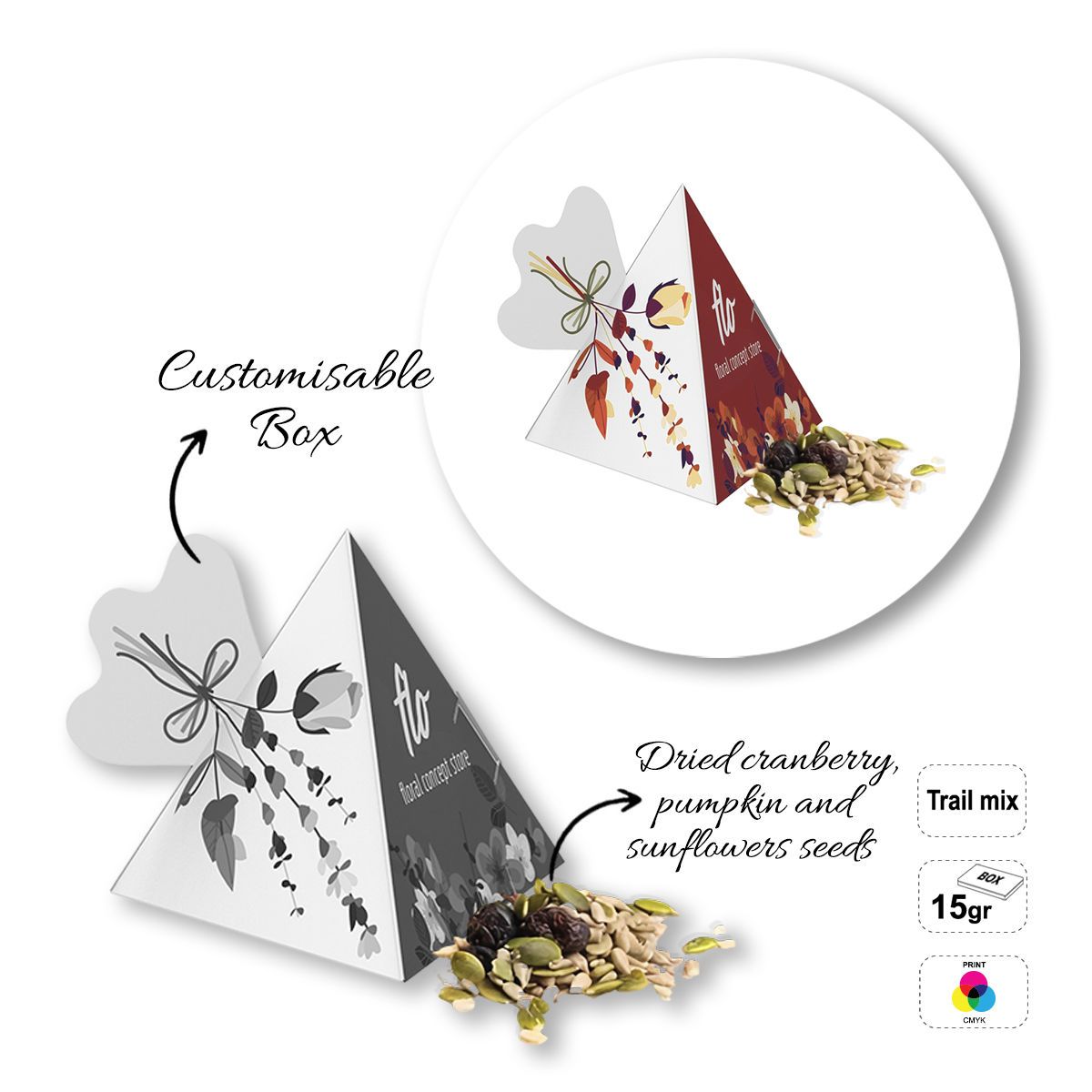 FIT TREAT - Snack-Box mit Trockenfrüchten und Samen, 90x90x110 mm | GL810802C