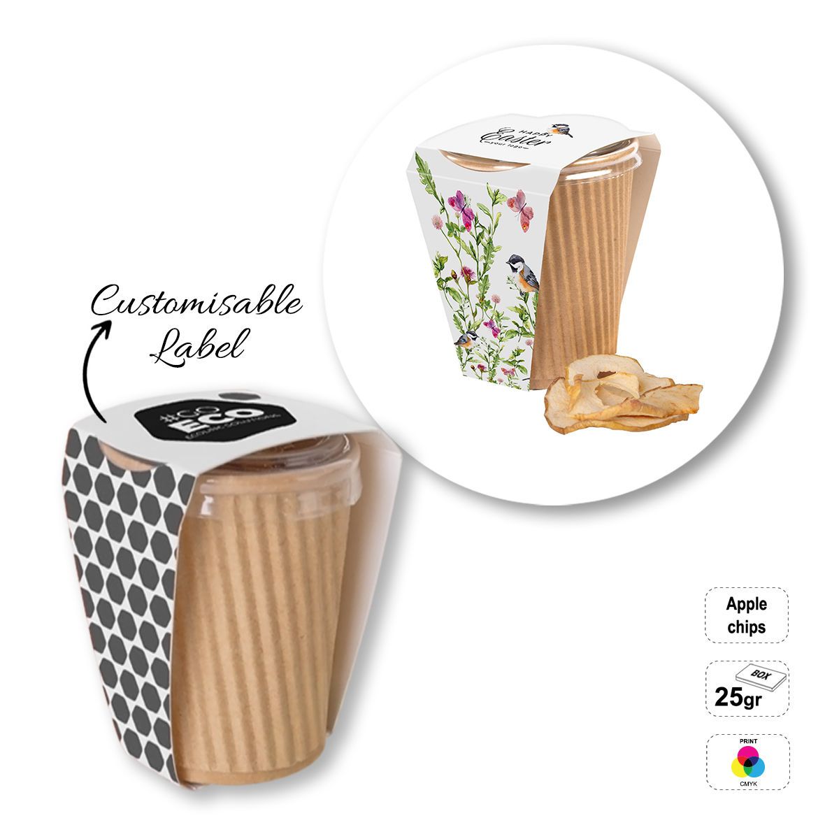 CRISPY CUP - Schachtel mit Fruchtchips, 80x80x95 mm | GL810808A