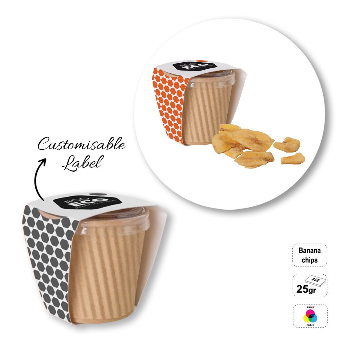 CRISPY CUP - Schachtel mit Fruchtchips, 63x63x63 mm | GL810808B