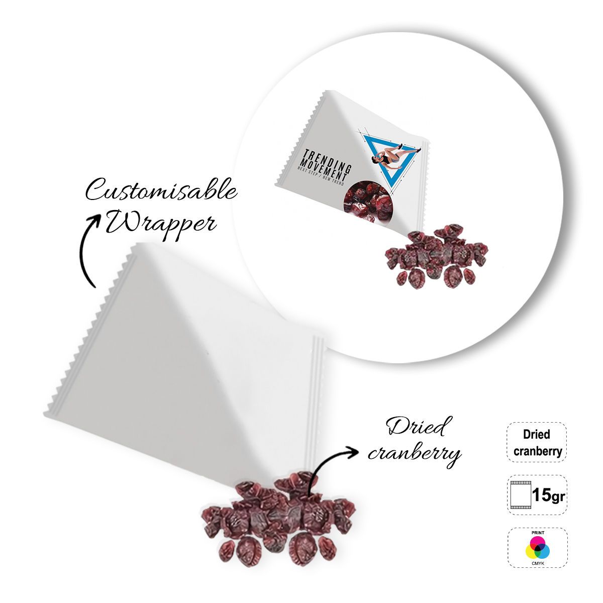 NATURAL PYRAMID - Päckchen mit Trockenfrüchten und Samen, 70x70x70 mm | GL810834A