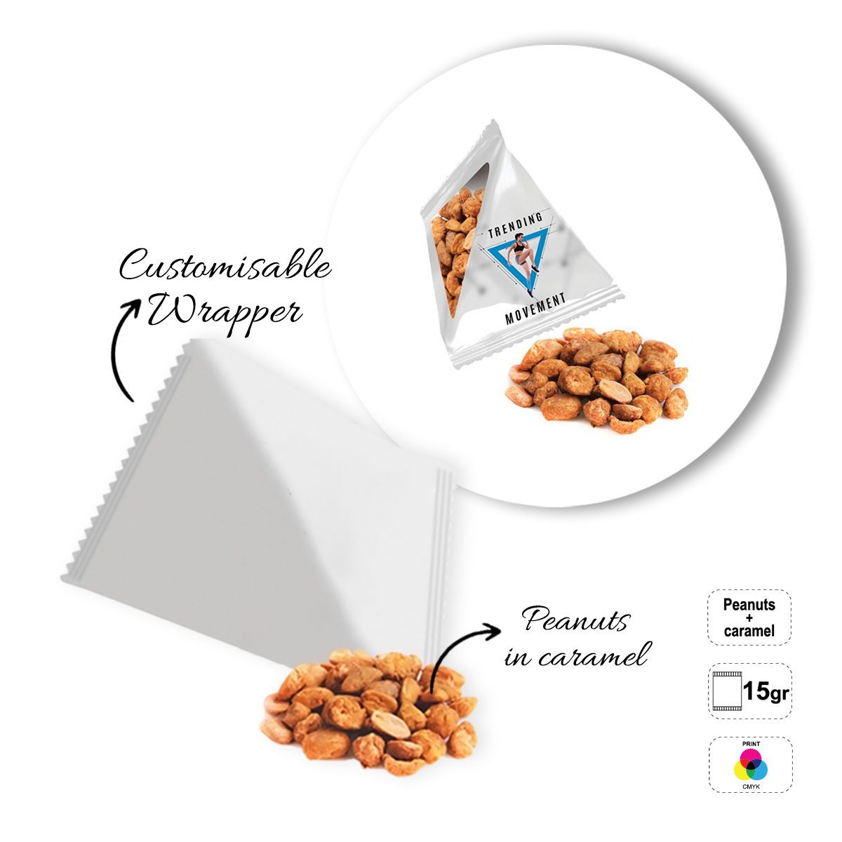 NATURAL PYRAMID - Päckchen mit Trockenfrüchten und Samen, 70x70x70 mm | GL810834B